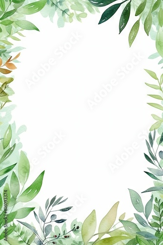 Watercolor decorative frame. Abstract background. Invitation  advertisement  thanks. Ornamental leaves. Generative AI.