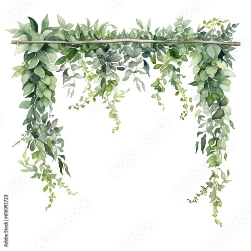 Wallpaper Mural Watercolor decorative frame. Abstract background. Invitation, advertisement, thanks. Ornamental leaves. Generative AI. Torontodigital.ca