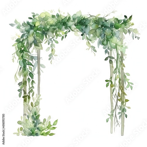 Wallpaper Mural Watercolor decorative frame. Abstract background. Invitation, advertisement, thanks. Ornamental leaves. Generative AI. Torontodigital.ca