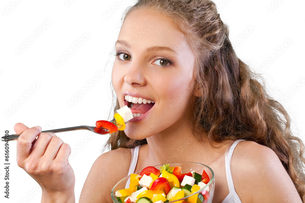 Portrait of a Young Woman Eating Salad Portrait of a Young Woman Eating Salad