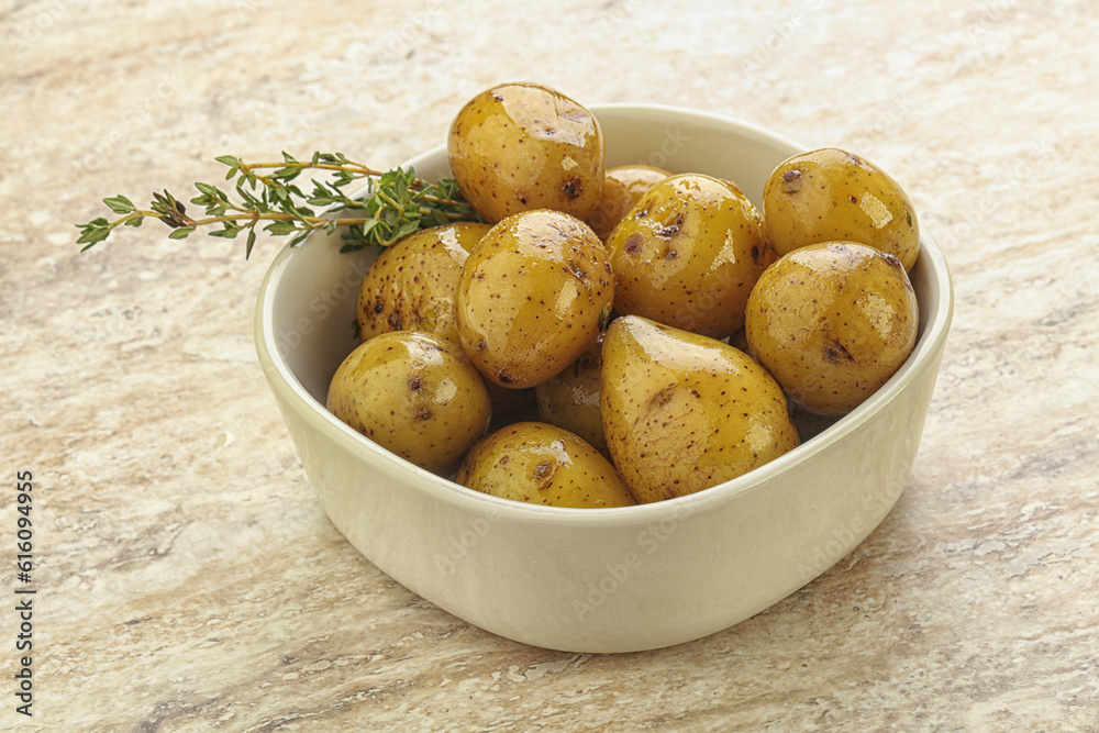Boiled baby potato in the bowl Boiled baby potato in the bowl