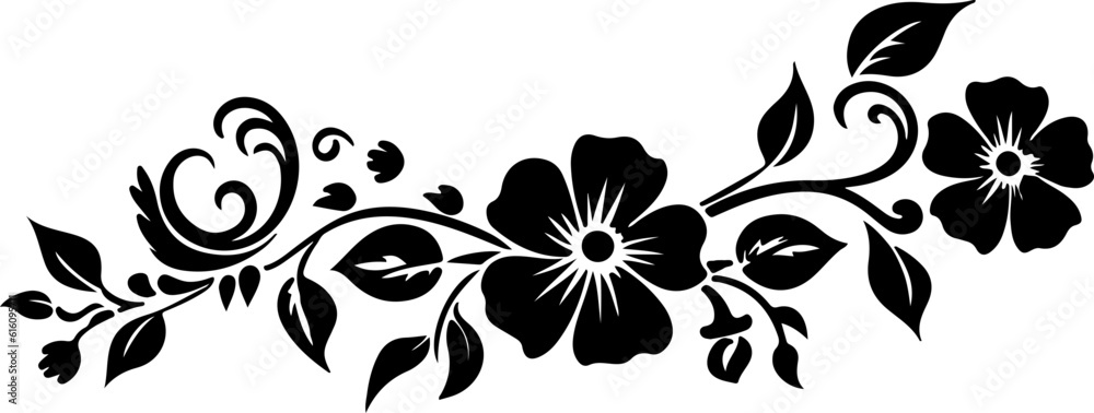 Flowers and Leaves border silhouette Flowers and Leaves border silhouette