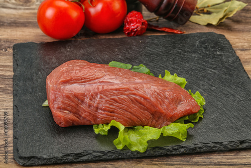 Raw beef cut for cooking