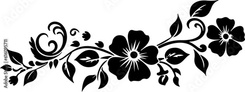Flowers and Leaves border silhouette