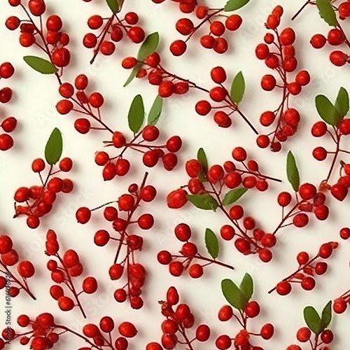 
Barberry berries are red and yellow. Monochromatic background with fruits. Useful fragrant berries of different sizes, generative AI
