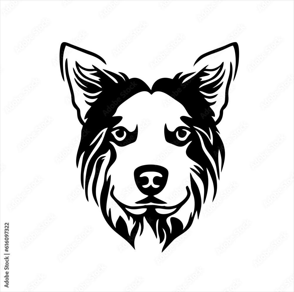 minimalist illustration design, dog head icon image, in linear style