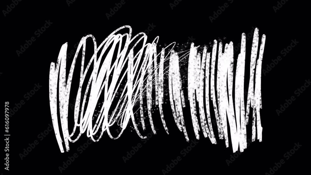 White hand drawn interference. Stop motion with sticky notes, drafts, numbers, strokes and brushes. Texture of damage and old film in 4K with alpha. Stock doodle clip for story nostalgia overlay.