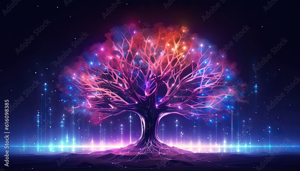 Artificial Intelligence concept a tree with branches in the form of ...