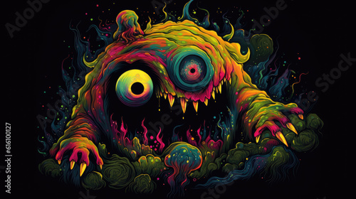 psychedelic alien horror monster horrific hallucination - by generative ai