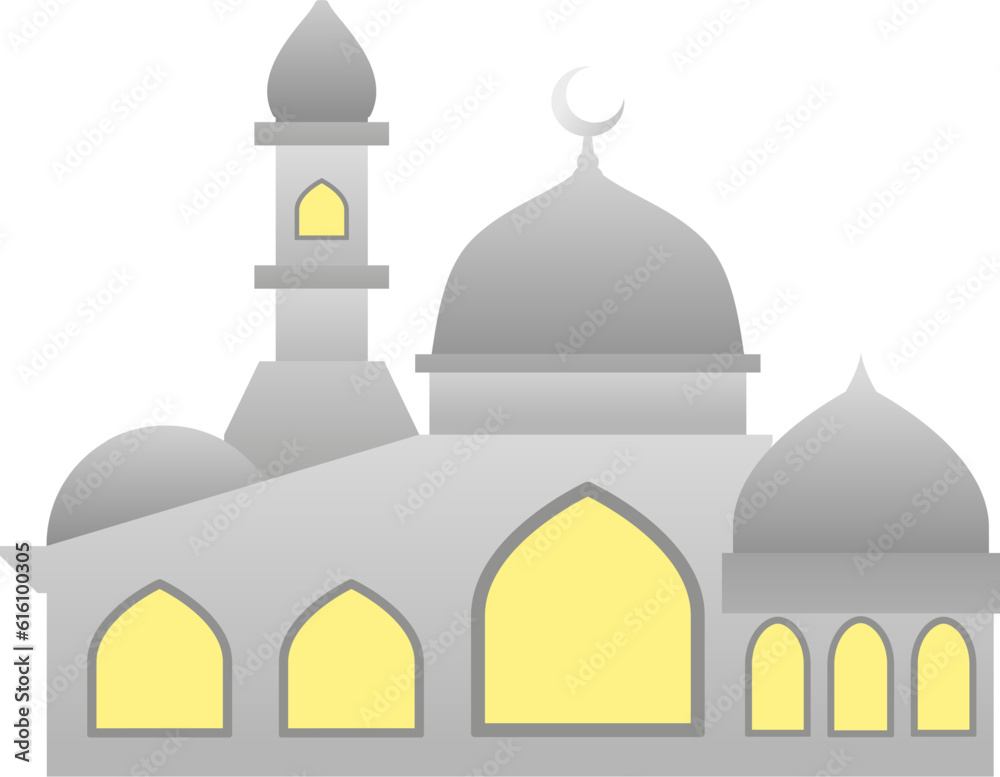 Mosque vector illustration. Shiny mosque icon for sign and symbol of muslim worship place. Mosque gradient icon of islam religion and muslim faith. Place of muslim to pray Mosque vector illustration. Shiny mosque icon for sign and symbol of muslim worship place. Mosque gradient icon of islam religion and muslim faith. Place of muslim to pray