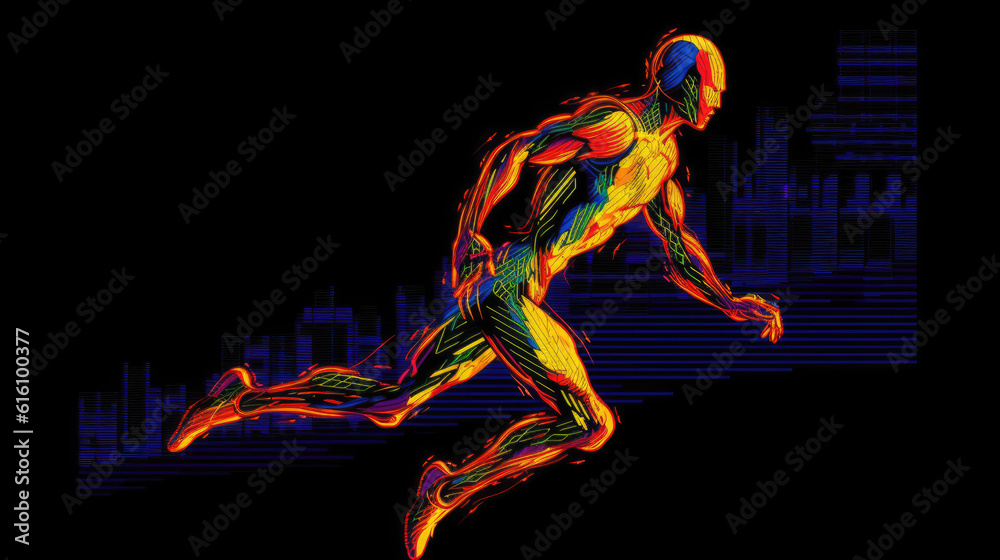 runner running sport marathon silhouette - by generative ai runner running sport marathon silhouette - by generative ai