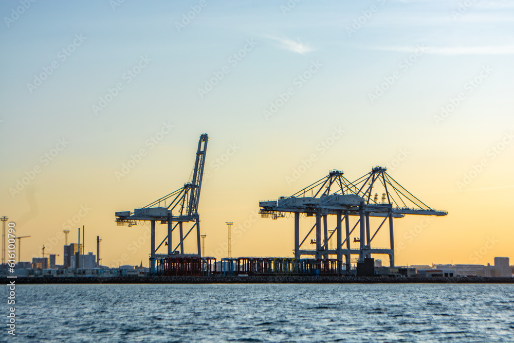 Obraz premium Denmark - Aarhus city harbor front at sunset