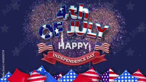 4th of July US Independence Day Animations with American  US Independence day banner.