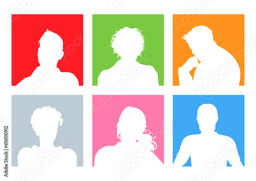 Collection of male and female avatar silhouettes