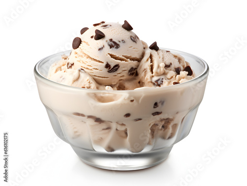 ice cream in a bowl with isolated white background