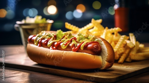 hot dog in a fast food bar