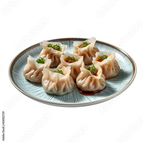 Dimsum served beautifully, transparent background PNG