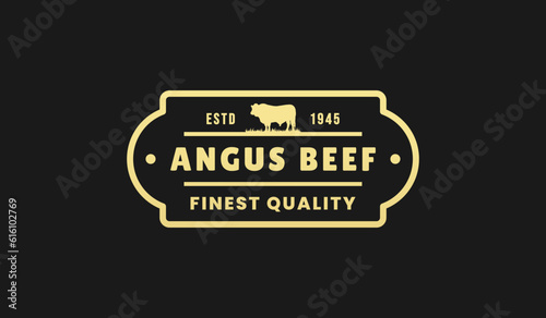 Angus beef Logo or Angus beef label Vector Isolated in Flat Style. Best Angus beef logo for product packaging design element. Elegant Angus beef label for packaging design element.