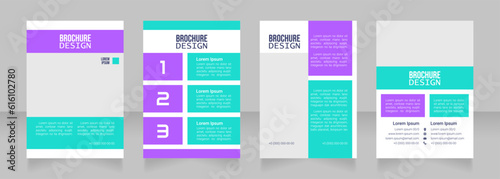 Postsecondary education blank brochure design. Template set with copy space for text. Premade corporate reports collection. Editable 4 paper pages. Bebas Neue, Lucida Console, Roboto Light fonts used