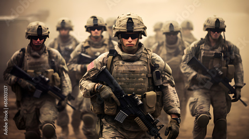 US Soldiers army on a mission in Desert Environment