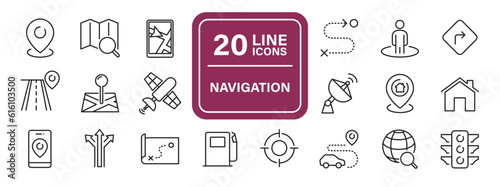 Navigation thin line icons. Editable stroke. For website marketing design, logo, app, template, ui, etc. Vector illustration.