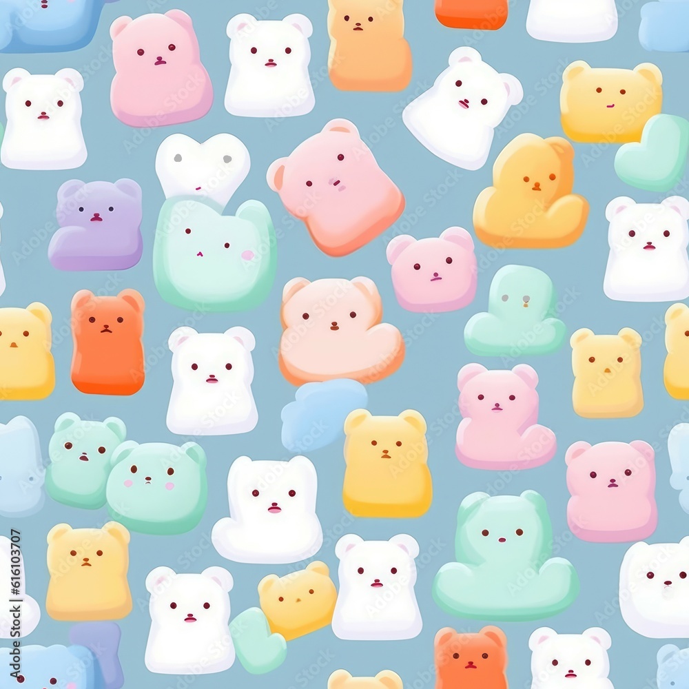 Seamless Marshmallows. Digital paper. Generative ai digital