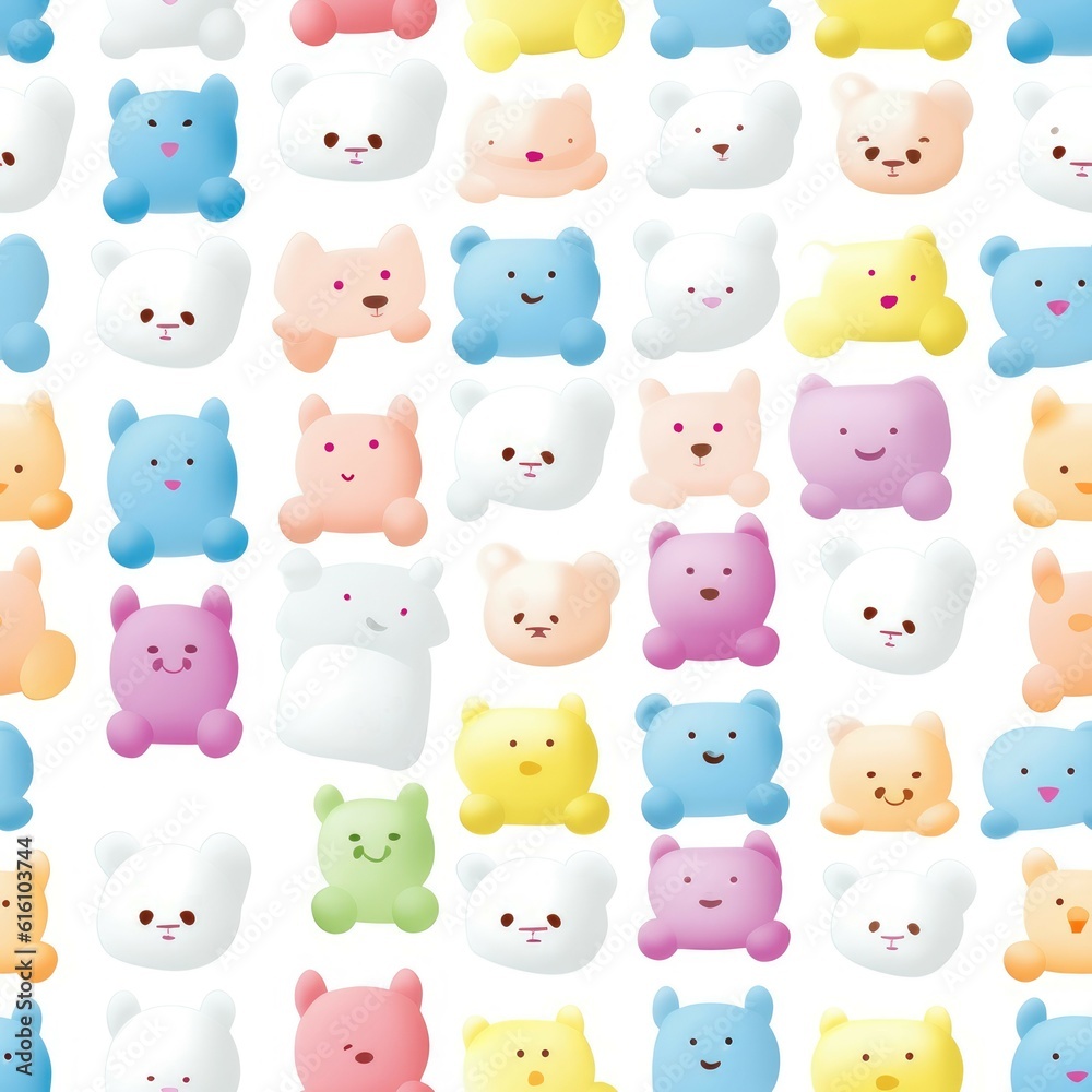 Seamless Marshmallows. Digital paper. Generative ai digital illustration. Seamless Marshmallows. Digital paper. Generative ai digital illustration.