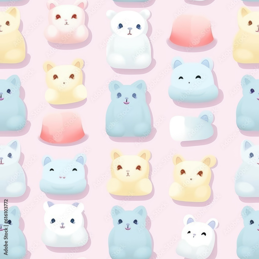 Seamless Marshmallows. Digital paper. Generative ai digital illustration. Seamless Marshmallows. Digital paper. Generative ai digital illustration.