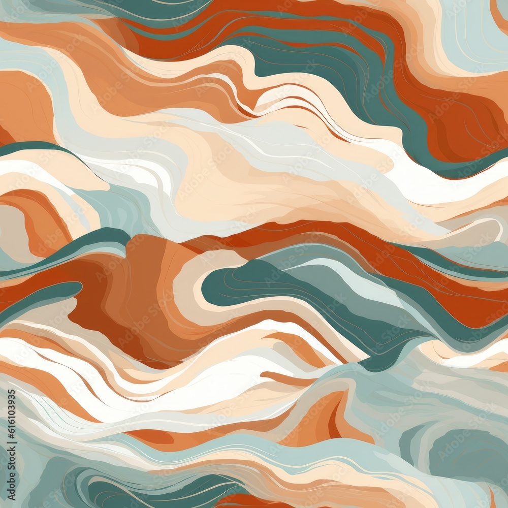 Fototapeta premium Natural Rhythms. Rhythmic patterns. Digital paper. Seamless pattern. Generative ai digital illustration.