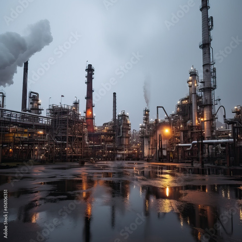 industry, refinery, factory, oil, gas, chimney, pollution, industrial, plant, power, smoke, energy, tower, pipe, petrochemical, fuel, chemical, Generative AI
