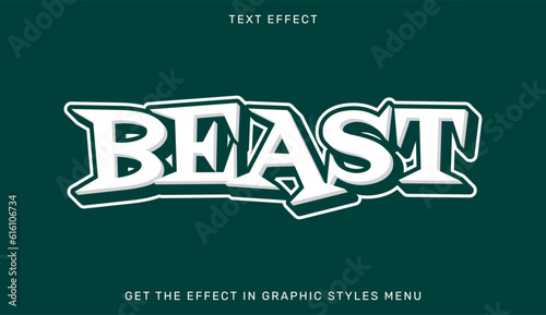 Beast editable text effect in 3d style. Text emblem for advertising  branding  business logo