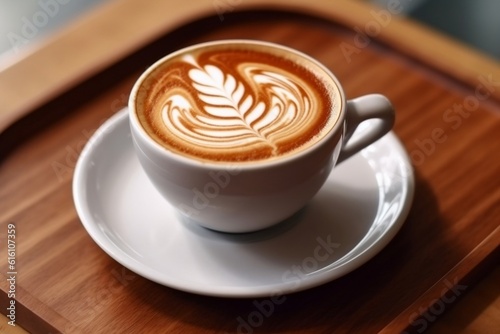 Cappuccino with Milk Art in a Cup. Generative AI