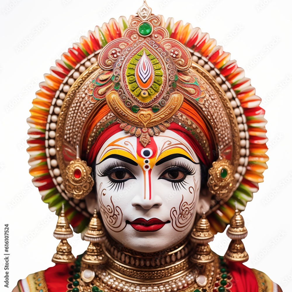 Illustration Of Colorful Kathakali Dancer For Happy Onam Festival Of Kerala Ai Generated Stock 2849