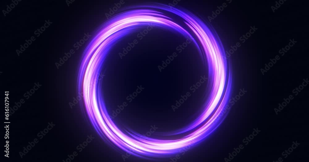 Abstract tunnel in space, energy hole, vortex flow. Black hole in space, glow portal, circle rotation. Seamless loop 4k animation