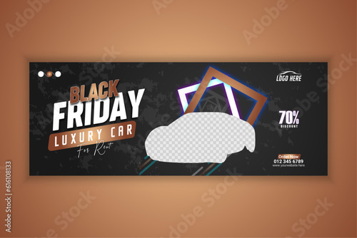 Luxury social media post design template. black friday sale car facebook cover. (ID: 616108133)