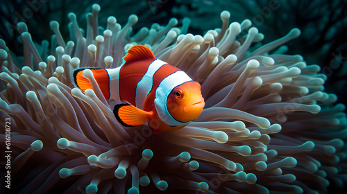 fish with anemone underwater background