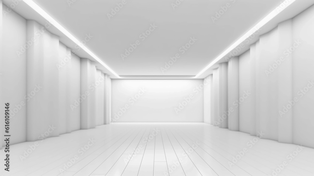 Fototapeta premium Abstract futuristic technology background, Minimalistic white architectural background, modern design for poster, cover, branding, website, product showcase, AI generated.