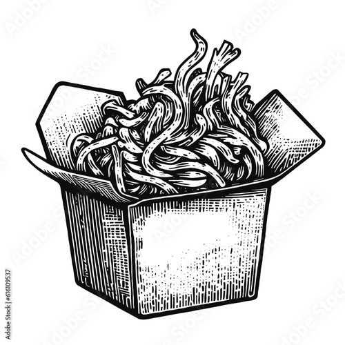 noodles takeaway box sketch