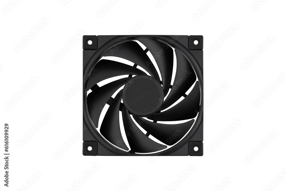 CPU cooler on a white background. Air cooling cooler of a personal computer processor close-up on a white background. CPU cooler on a white background. Air cooling cooler of a personal computer processor close-up on a white background.