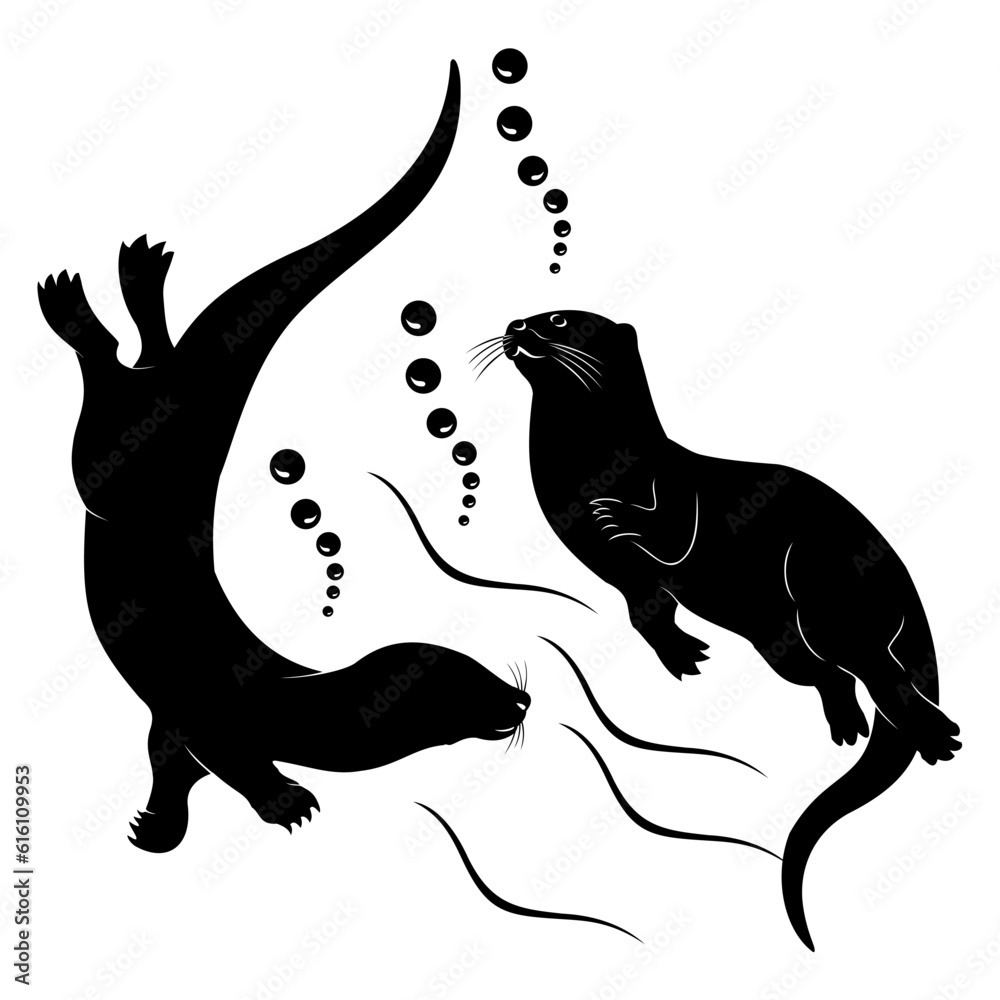 silhouette of a otter Stock-Vektorgrafik | Adobe Stock
