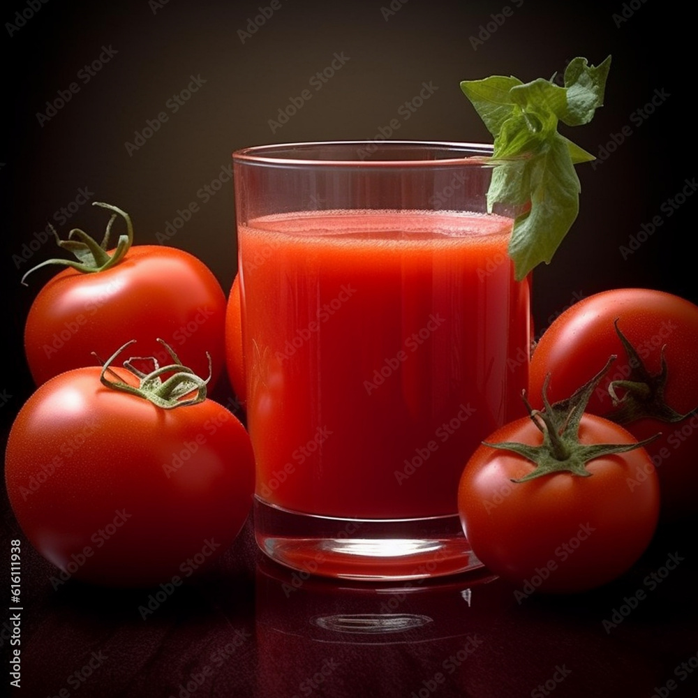 a glass of fresh tomato juice with tomatoes a glass of fresh tomato juice with tomatoes