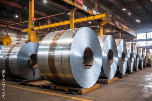 Factory Aluminum Steel Rolls. Generative AI