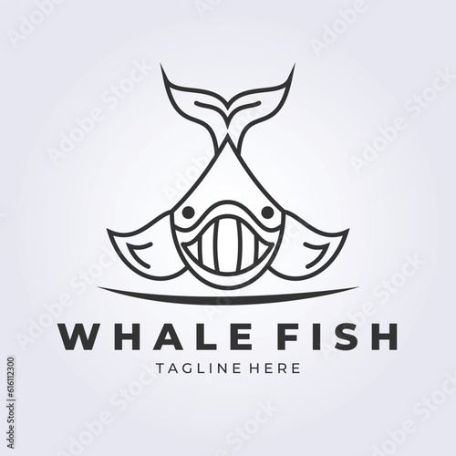 Simple logo whale fish vector illustration design