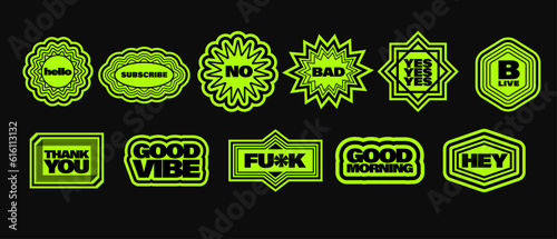 Set of retro vintage speech stickers. Collection of patches vector art in abstract style
