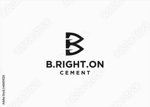 initial b with shovel logo design vector silhouette illustration