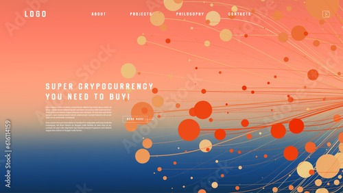 Landing page abstract design with big data. Template for website or app.