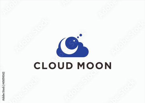 cloud with moon logo design vector silhouette illustration