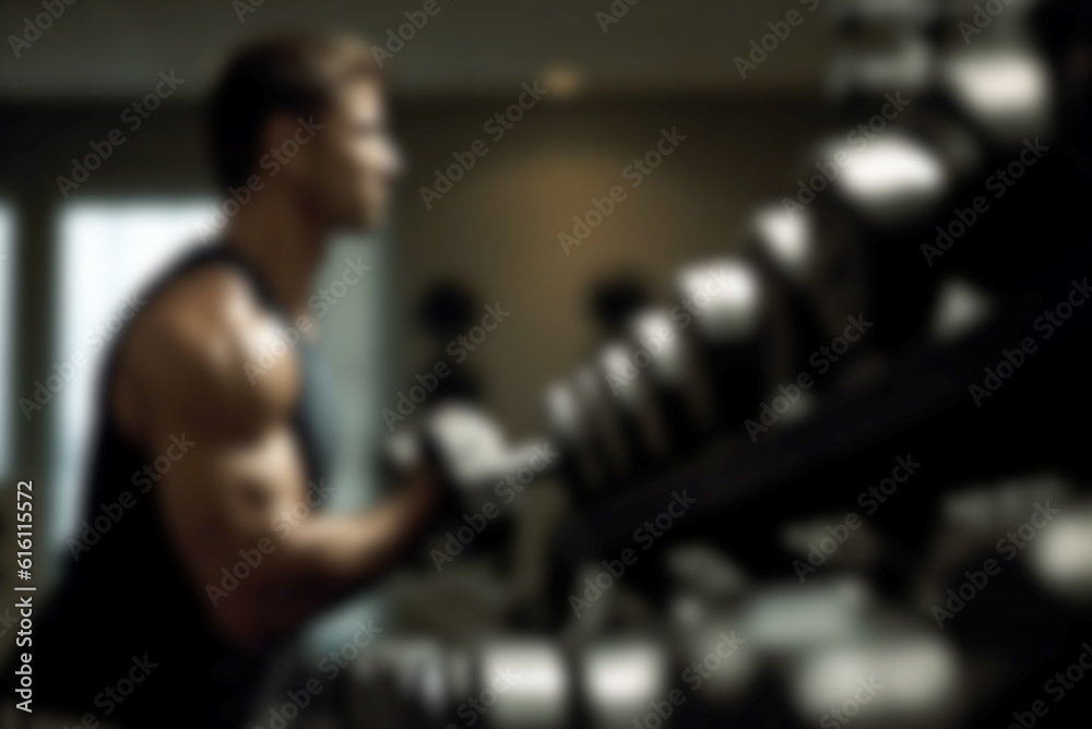 Naklejka premium blurry people in gym - blur background concept with copy space