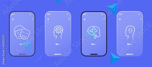 Mental Health Awareness Illustration. Mental health issues, such as anxiety, depression, stress, bipolar disorder. Glassmorphism style. Ui phone app