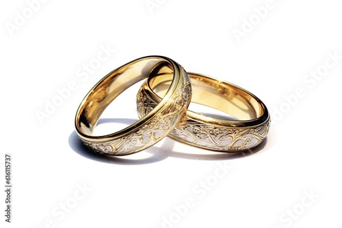 wedding rings isolated on white background. Generated by AI.